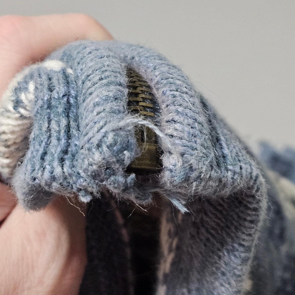 Vintage Tiara International FairIsle Full Zip Sweater Blue Coastal Grandma Y2K L - Picture 6 of 8